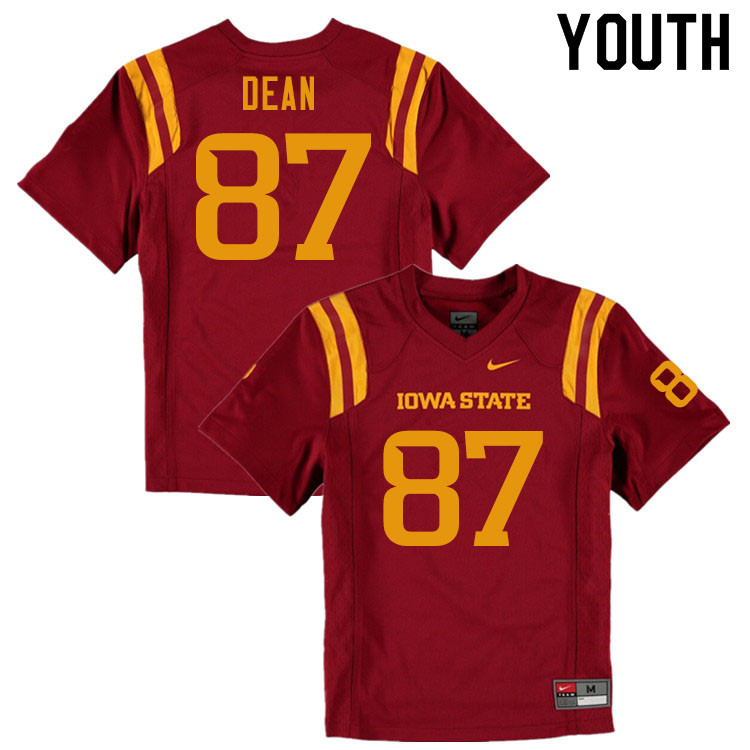 Iowa State Cyclones Youth #87 Easton Dean Nike NCAA Authentic Cardinal College Stitched Football Jersey LK42H25RK